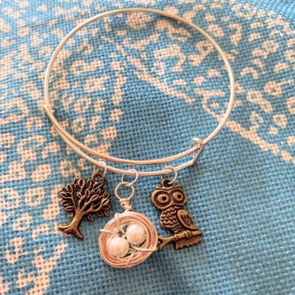 Handcrafted wirewrapped Birds nest bangle bracelet